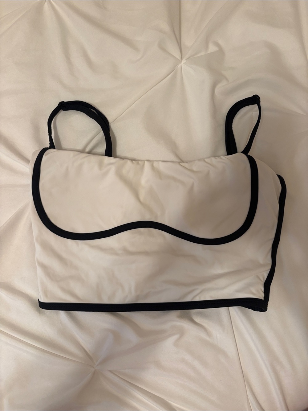 White & Black Trim Bralette Crop Top
